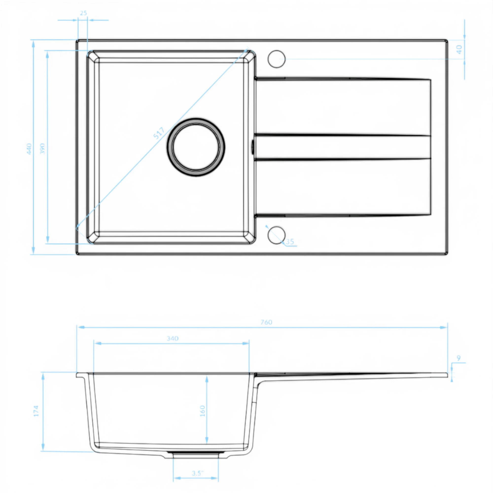  Backer NONA WING IVORY 760x440 Backer Кухонная мойка